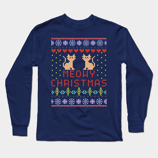 Meowy Christmas Long Sleeve T-Shirt by RobinBobbinStore